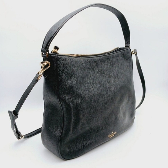 Kate Spade Black 100% Pebbled Leather Messenger 2 Way Shoulder Bag - Picture 3 of 16